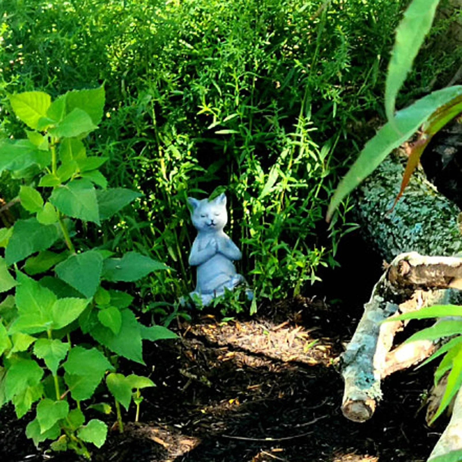 Resin Buddha Cat Meditation Statue - Zen Garden Sculpture