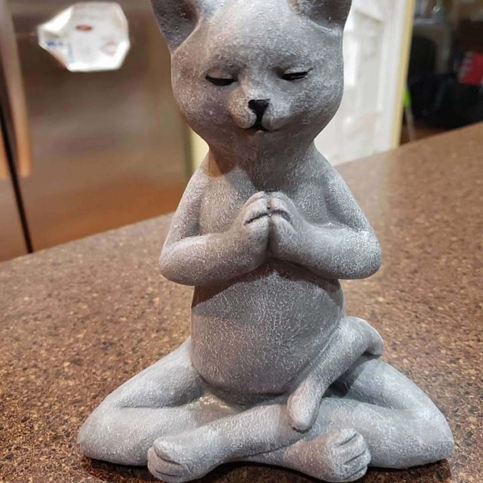 Resin Buddha Cat Meditation Statue - Zen Garden Sculpture