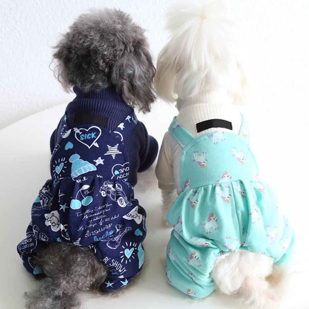 Winter Warm Pet Jumpsuit for Small Medium Dogs – Four-Legged Bodysuit for Chihuahua, Pug, & More