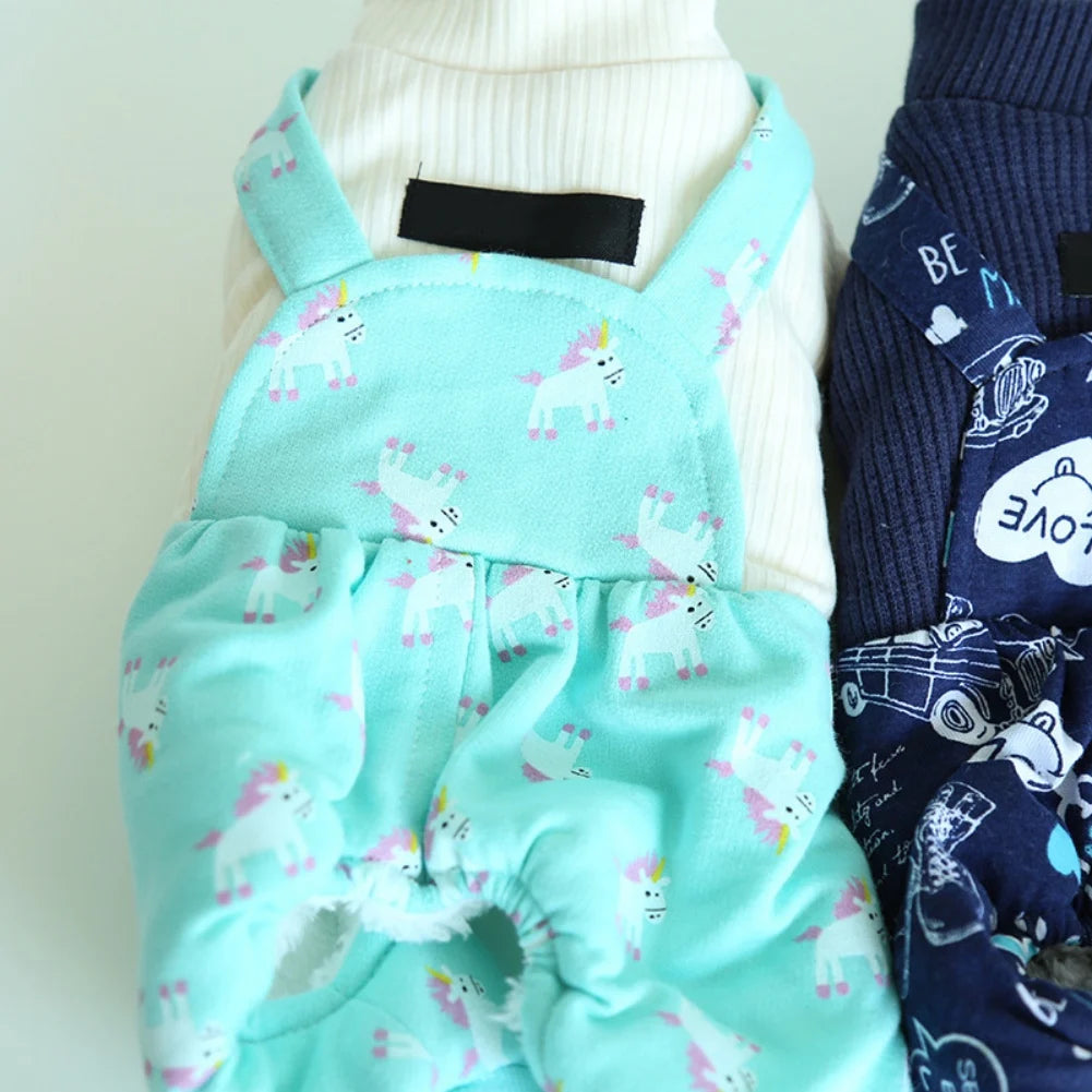 Winter Warm Pet Jumpsuit for Small Medium Dogs – Four-Legged Bodysuit for Chihuahua, Pug, & More