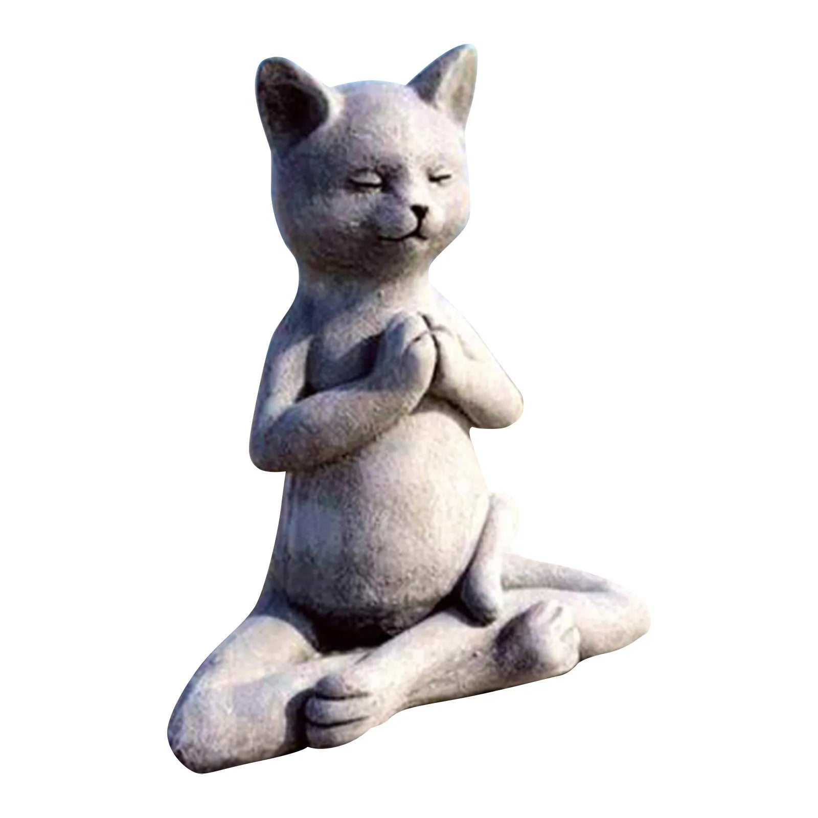 Resin Buddha Cat Meditation Statue - Zen Garden Sculpture