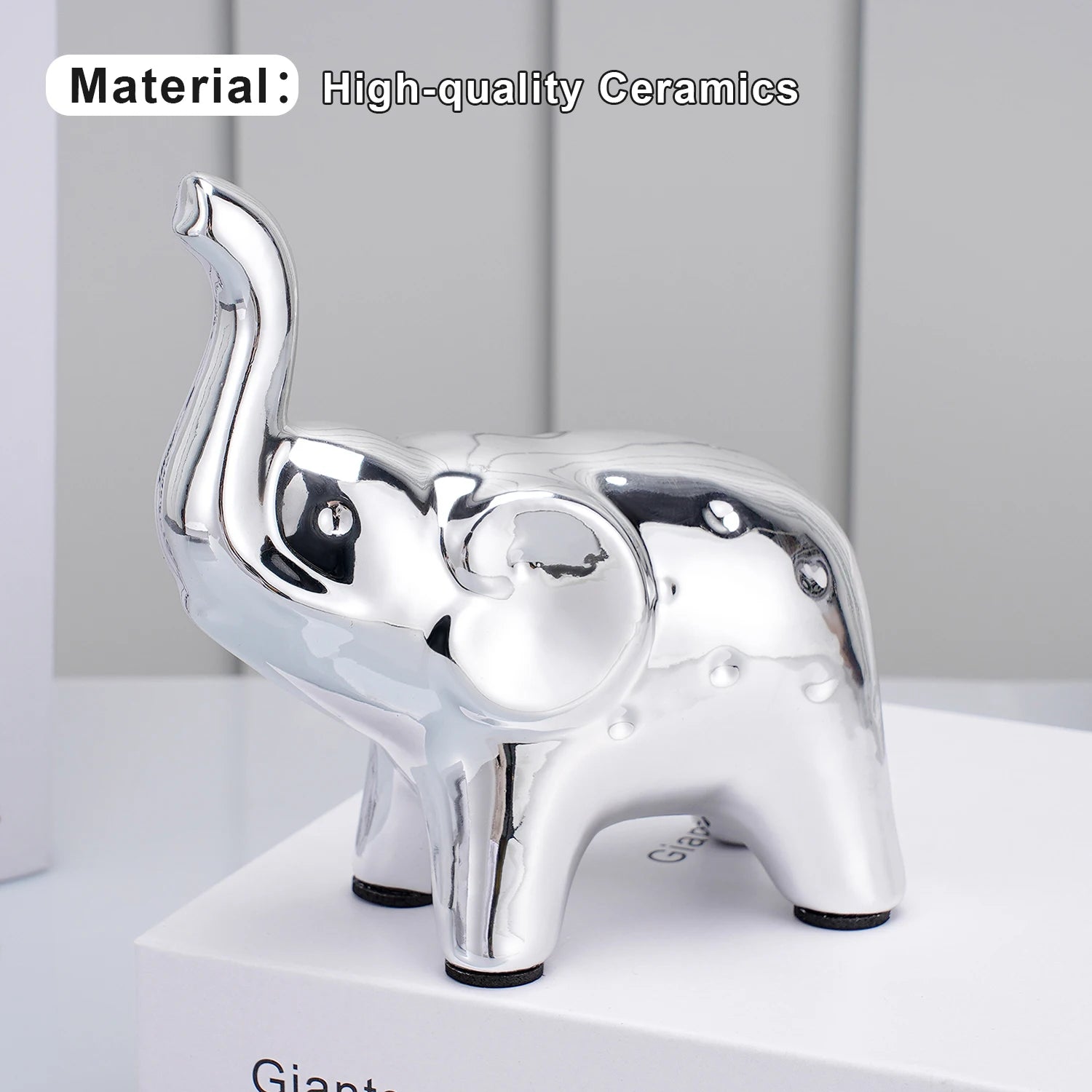 Elephant Statue Ceramic Animal Sculpture - Lucky Wealth Home Decor