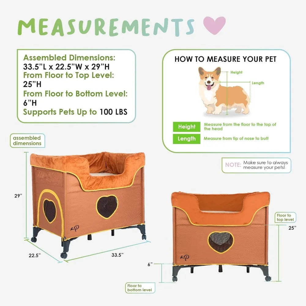 Bedside Lounge Pet Bed - Raised Bunk Beds for Medium Pets - Lion's Den Design