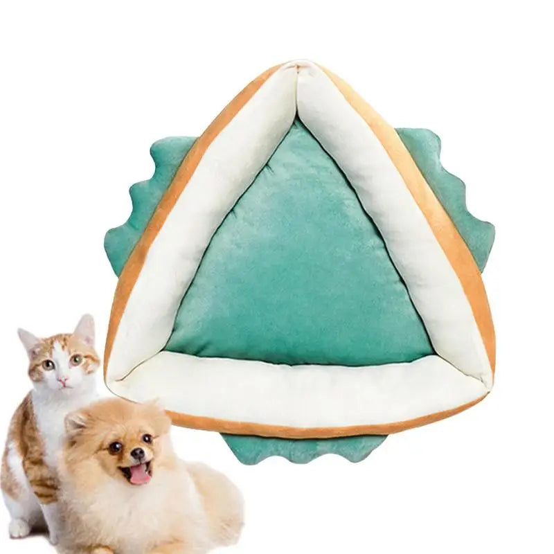 Cute Soft Triangular Pet Bed – Cozy Washable Cushion for Small Pets