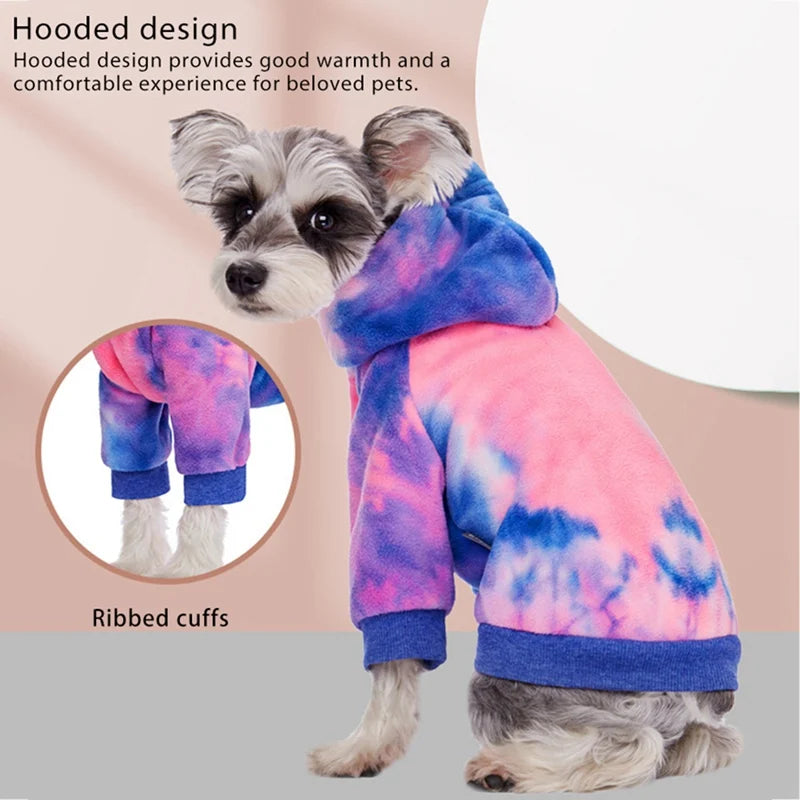 Tie Dye Dog Hoodie Winter Coat with Hat - Pet Sweaters for Small to Large Dogs
