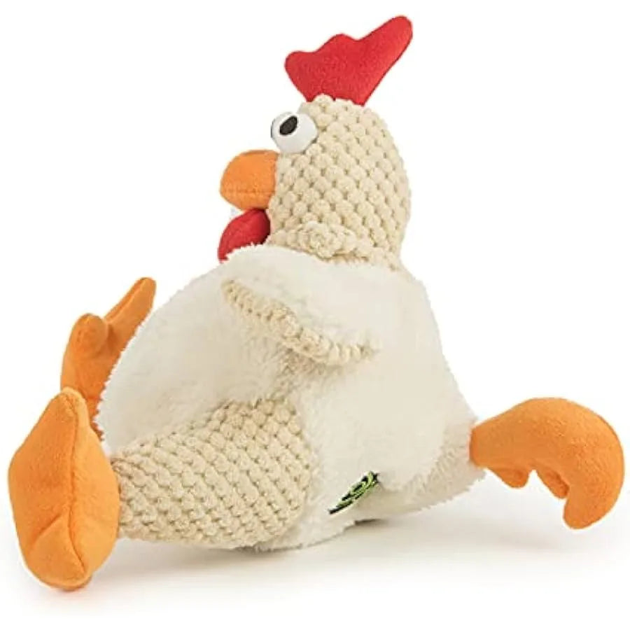 goDog Checkers Fat Rooster Plush Dog Toy – Large, Durable & Squeaky