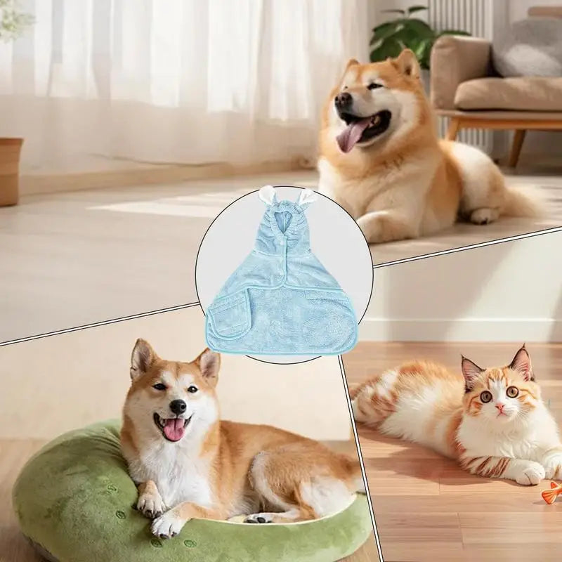 Dog Drying Coat Bathrobe Absorbent Towel for Pets