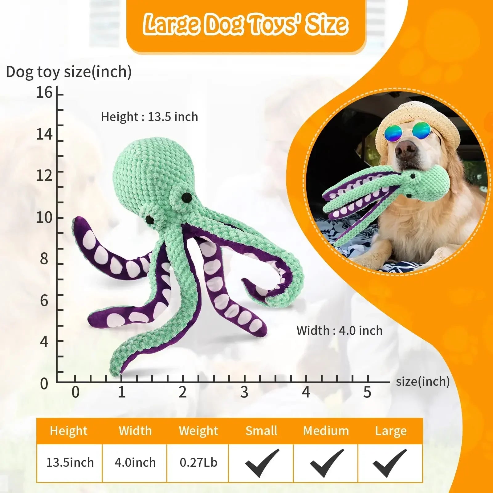 Pet Plush Octopus/Shell Chew Toy