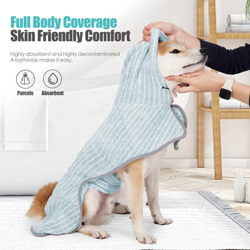 Pet Bathrobe Coat – Soft, Fast-Absorbing Towel for Dogs & Cats