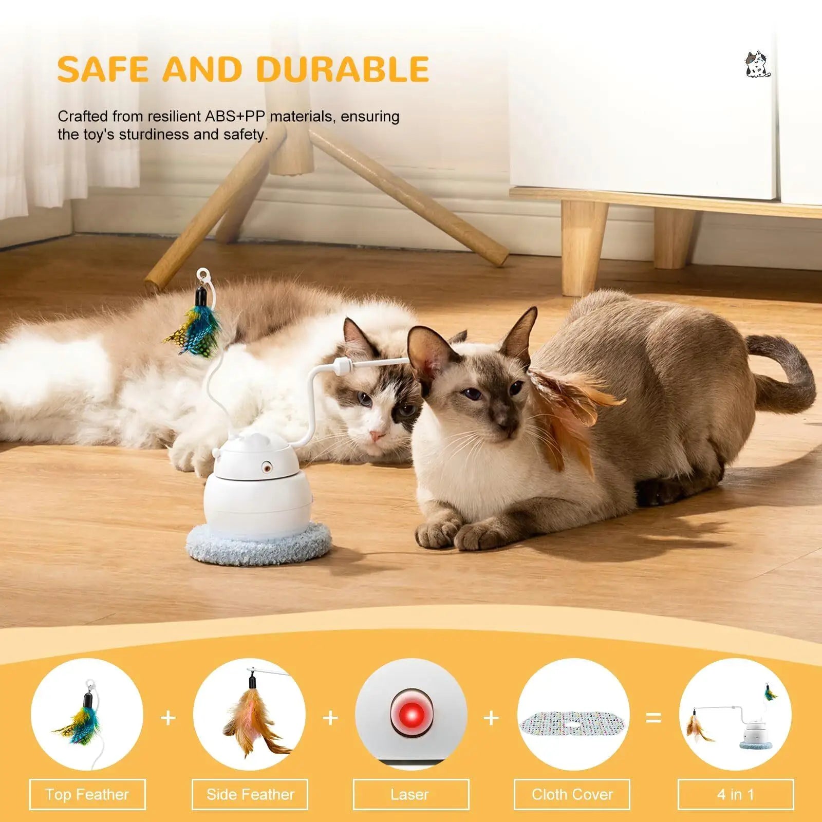 4-in-1 Rechargeable Automatic Cat Toy - Interactive Hide & Seek (White)