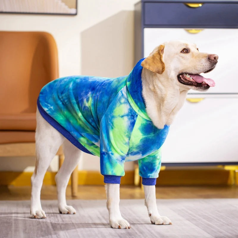 Tie Dye Dog Hoodie Winter Coat with Hat - Pet Sweaters for Small to Large Dogs