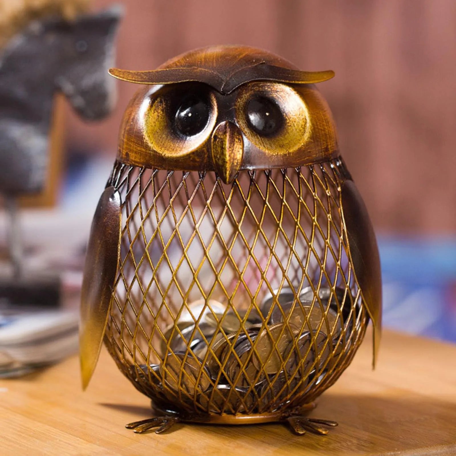 TOOARTS Owl Shaped Metal Coin Money Saving Box – Cute Home Decor & Crafting Gift