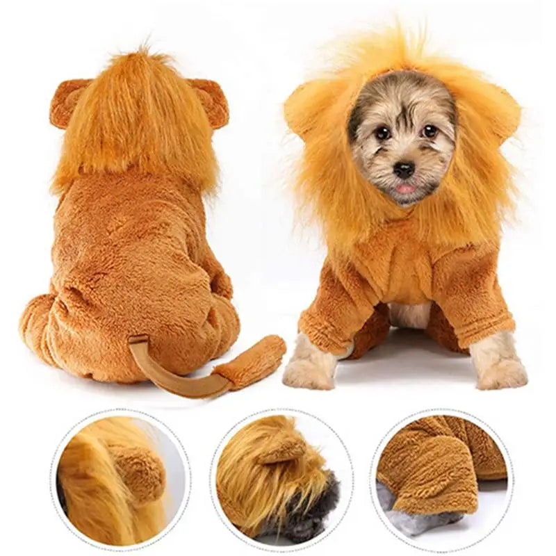 Cute Pet Dog Clothes Lion Costume Cartoon Tiger Hoodie Cosplay Dress Up