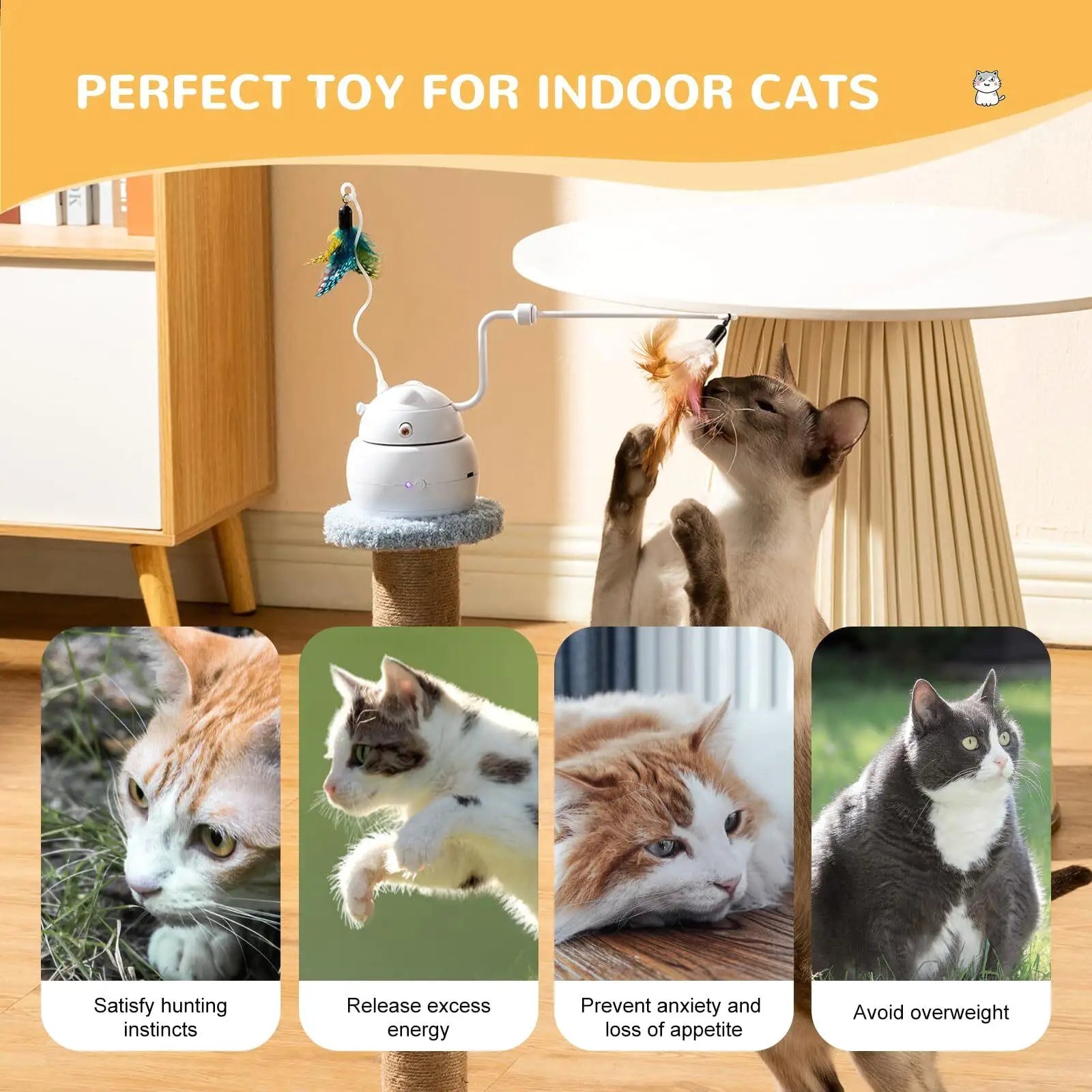 4-in-1 Rechargeable Automatic Cat Toy - Interactive Hide & Seek (White)