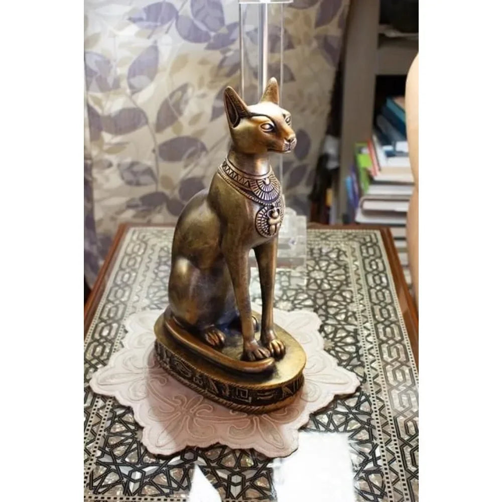 Cat Goddess Statue - 8" Bronze - Egyptian Home Decor