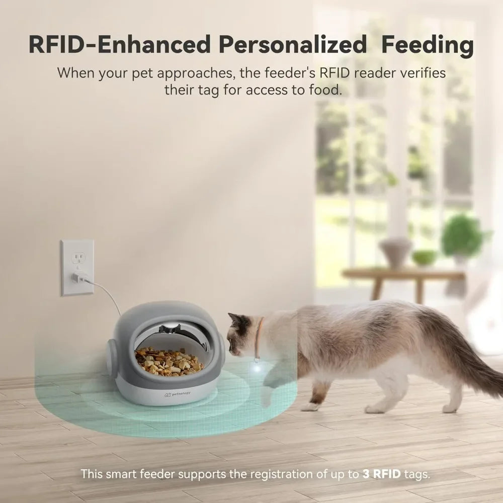 Automatic Cat Feeder with Collar Sensor - Timed Pet Food Dispenser for Multi-Cat Households
