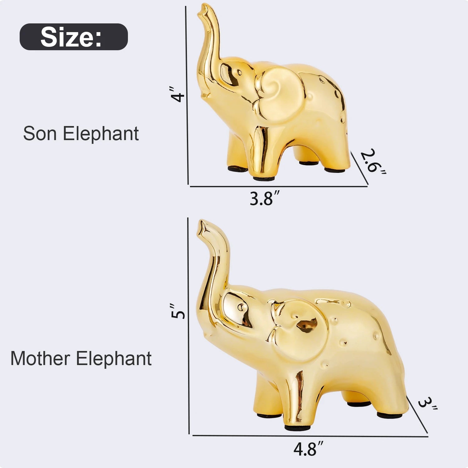 Elephant Statue Ceramic Animal Sculpture - Lucky Wealth Home Decor