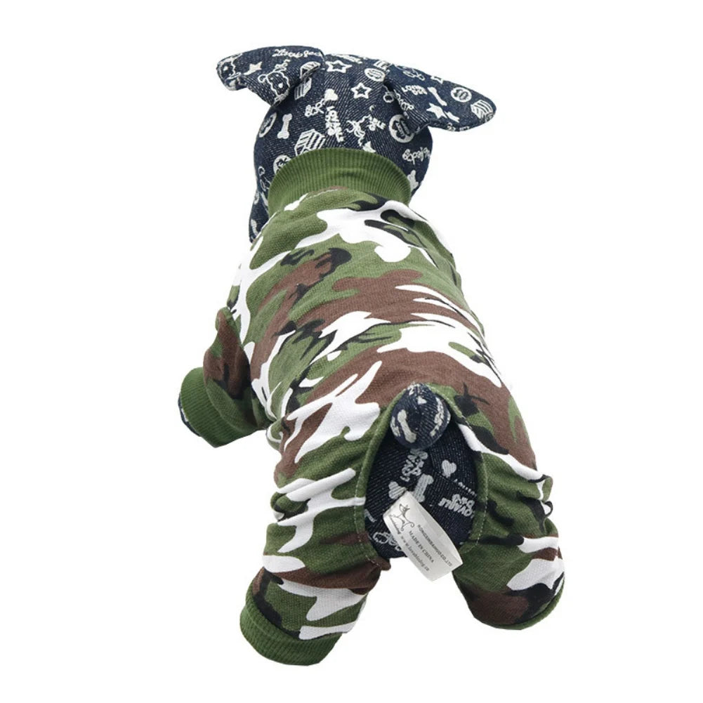 Soft Camouflage Dog Cat Jumpsuit – Cozy Puppy Pajamas