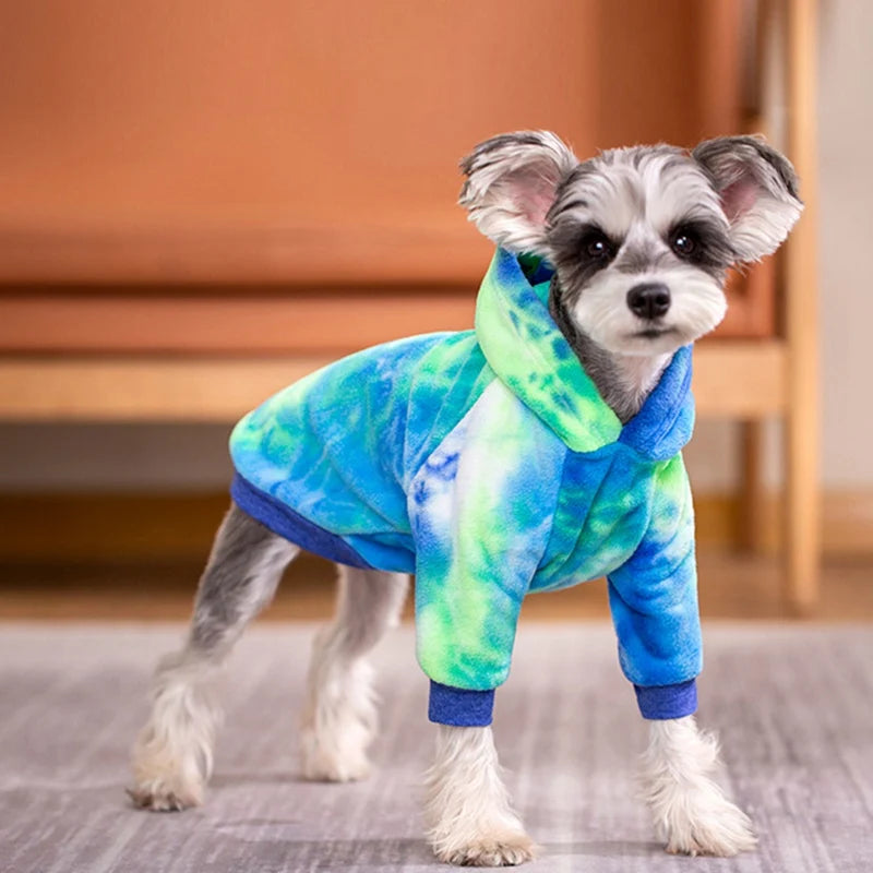 Tie Dye Dog Hoodie Winter Coat with Hat - Pet Sweaters for Small to Large Dogs