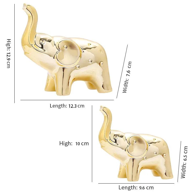 Elephant Statue Ceramic Animal Sculpture - Lucky Wealth Home Decor