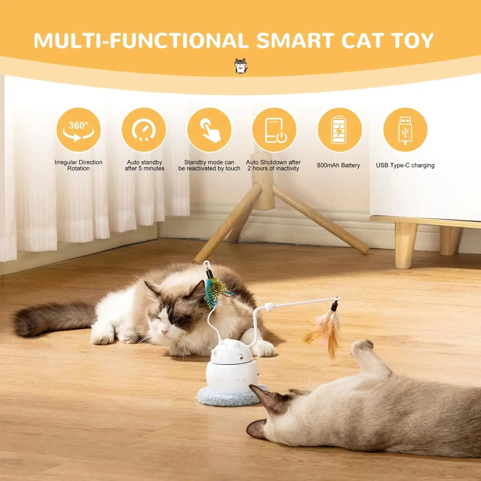 4-in-1 Rechargeable Automatic Cat Toy - Interactive Hide & Seek (White)