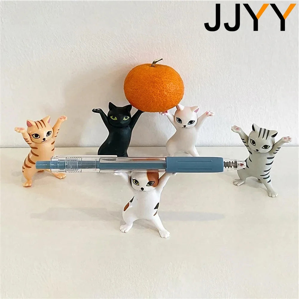 JJYY Cat Statue Pencil Holder – Cute Desktop & Bookshelf Ornament