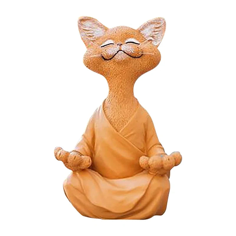 Meditation Cat Resin Statue - Sitting Cat Flower Home & Garden Ornament