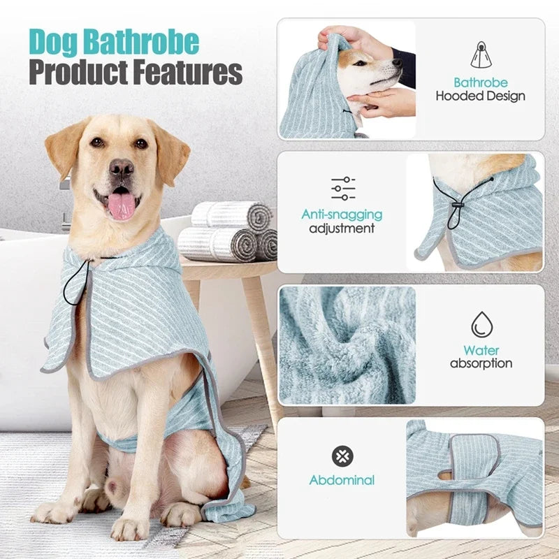 Pet Bathrobe Coat – Soft, Fast-Absorbing Towel for Dogs & Cats