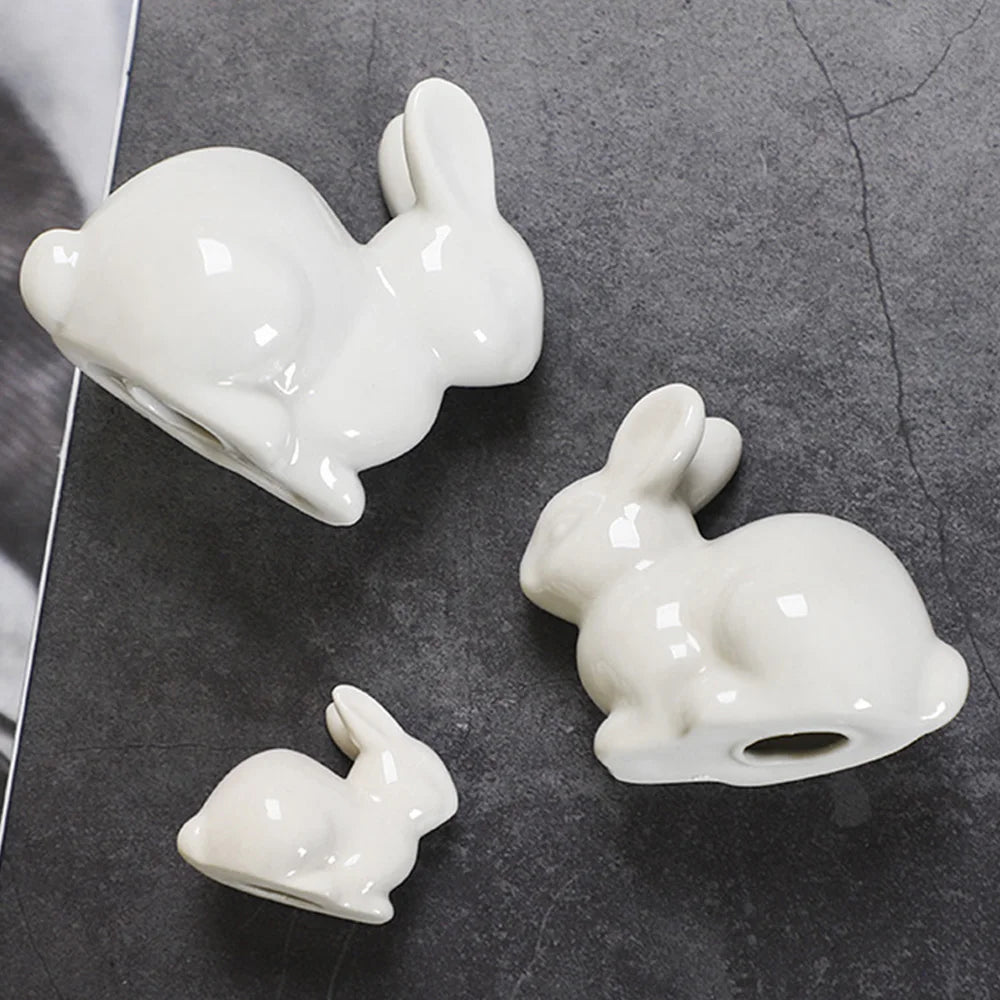Mini Ceramic Bunny Ornament – Cute Animal Figurine for Home Decoration