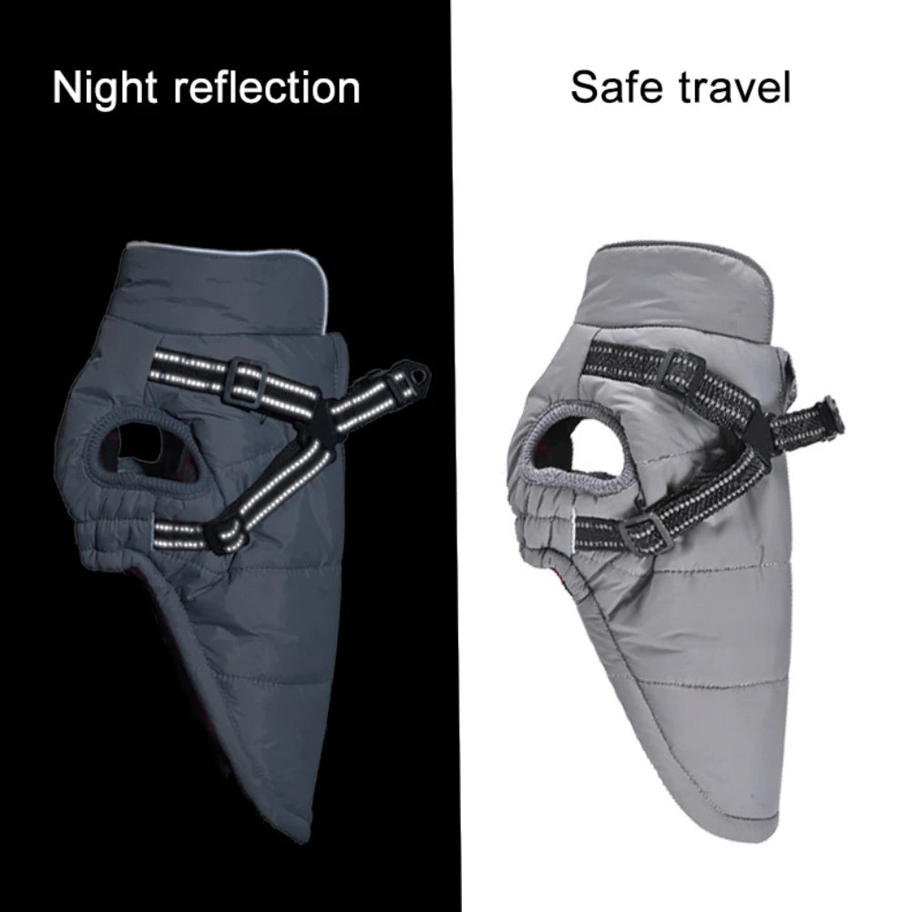 Waterproof Winter Dog Coat with Harness – Warm Pet Jacket for Chihuahua, Pug, French Bulldog