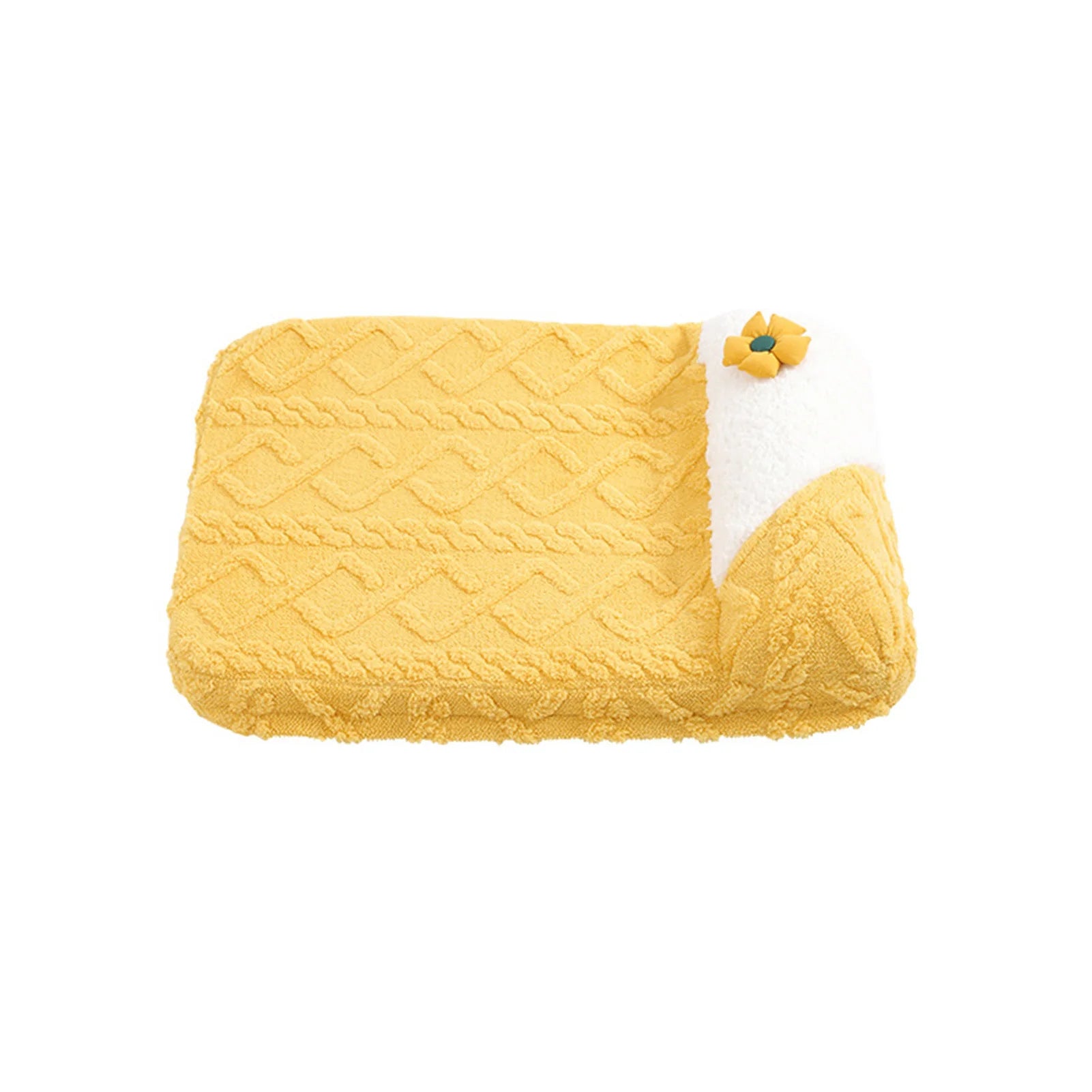 Cute Yellow Cream Cat Bed – Soft Plush Dog Pillow Basket