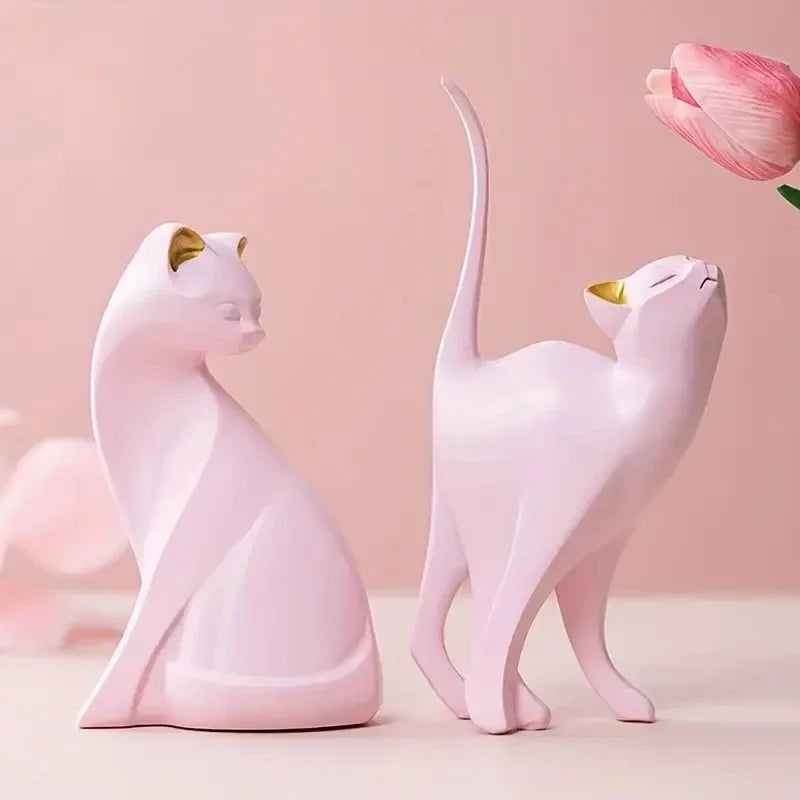Resin Couples Cat Statues – Romantic Home Decor & Wedding Gift