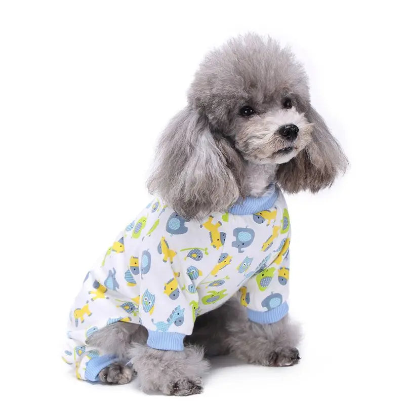 Puppy Dog Pajamas Cute Animal Print Pet Bodysuit for Small & Medium Dogs