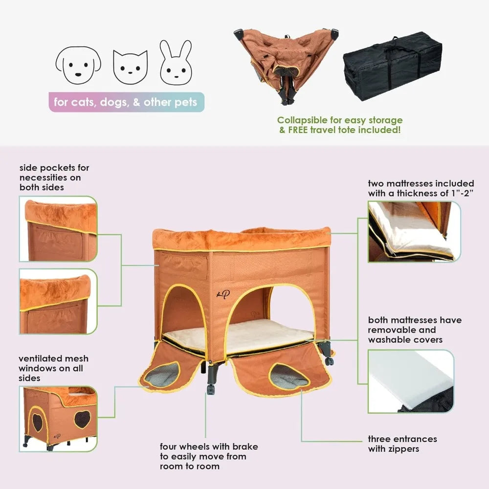 Bedside Lounge Pet Bed - Raised Bunk Beds for Medium Pets - Lion's Den Design