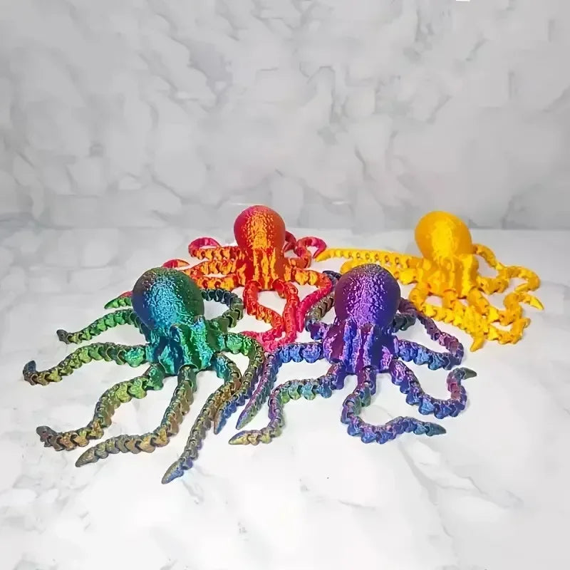 3D Printed Octopus Figurine – Flexible Ocean Animal Desk Decor