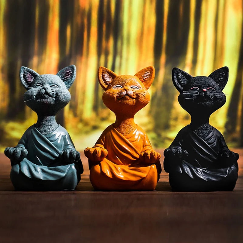 Meditation Cat Resin Statue - Sitting Cat Flower Home & Garden Ornament