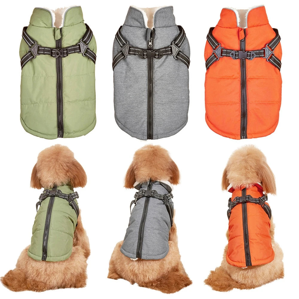 Waterproof Winter Dog Coat with Harness – Warm Pet Jacket for Chihuahua, Pug, French Bulldog