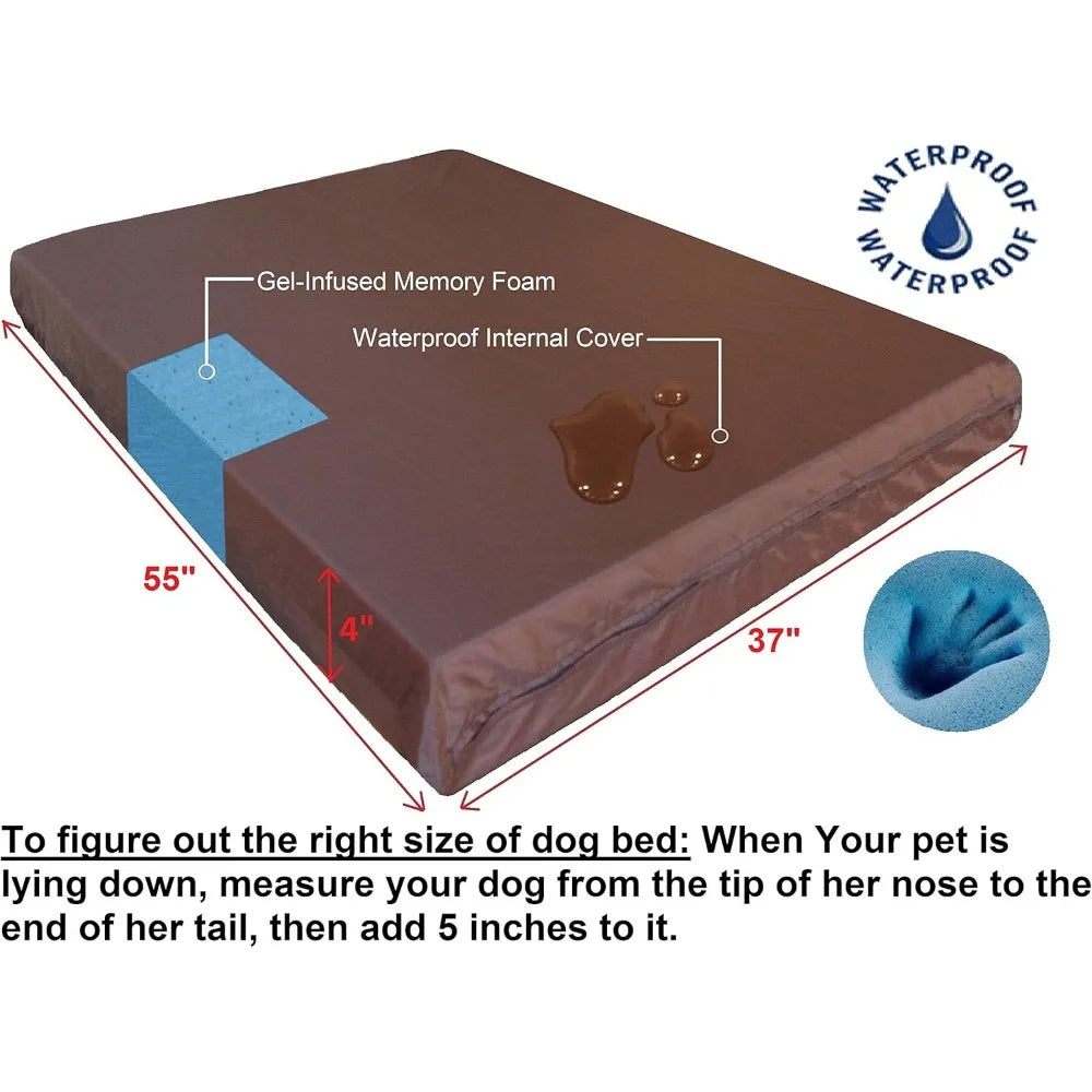 Premium Orthopedic Memory Foam Dog Bed for Large Dogs – Waterproof, Extra Cover, 55