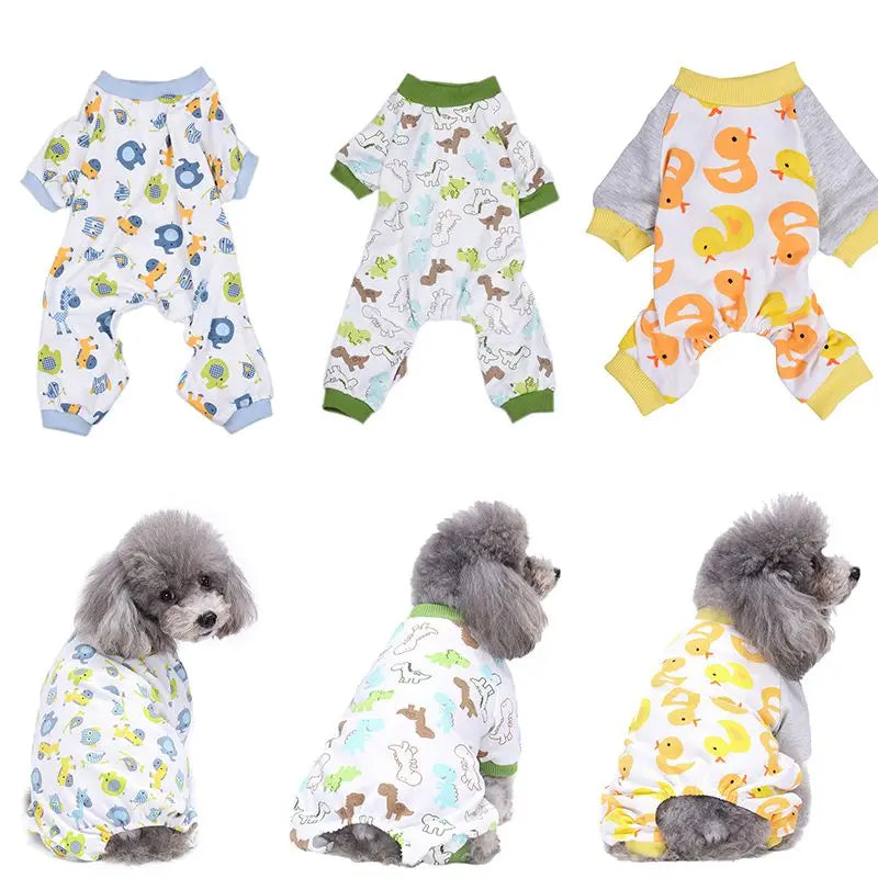 Puppy Dog Pajamas Cute Animal Print Pet Bodysuit for Small & Medium Dogs
