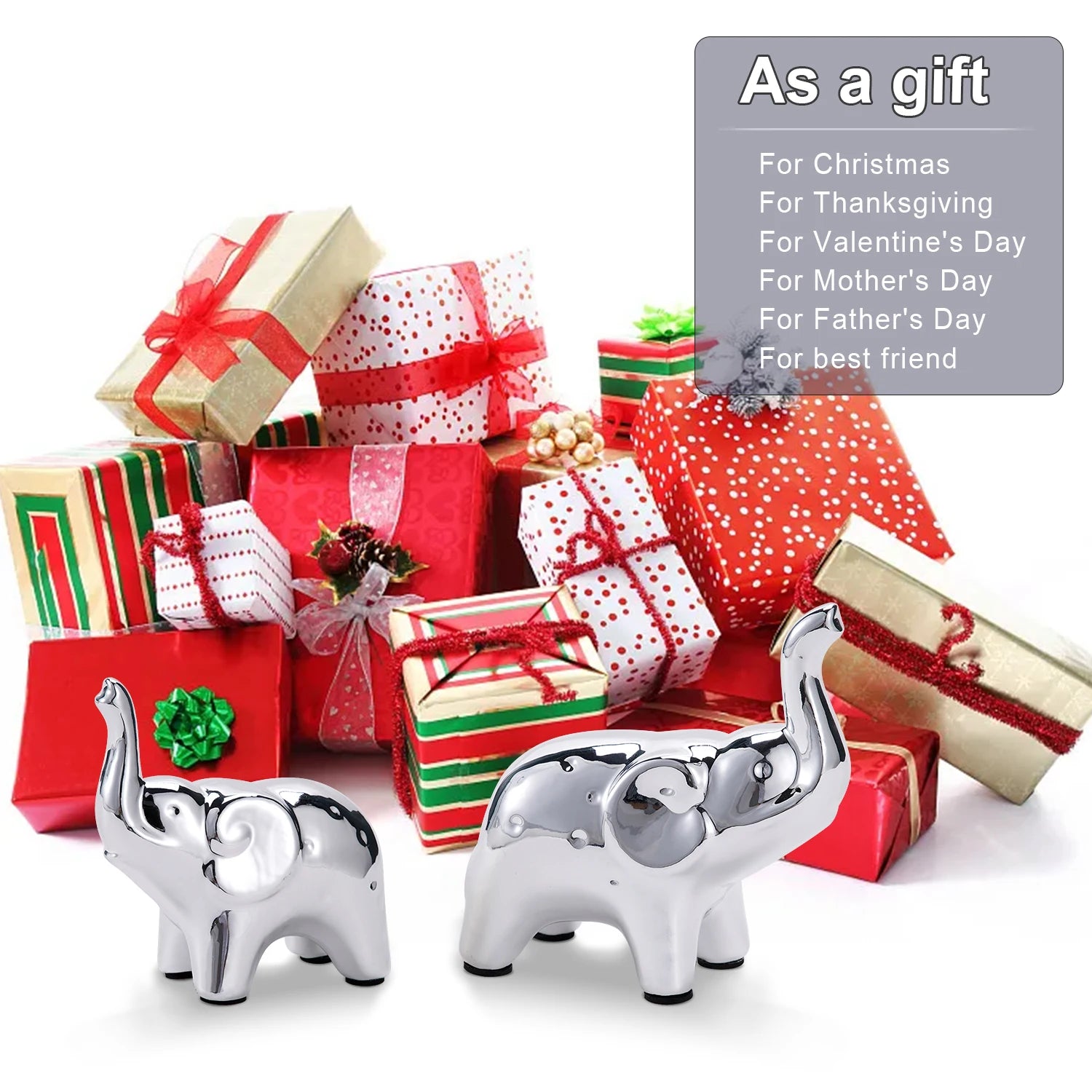 Elephant Statue Ceramic Animal Sculpture - Lucky Wealth Home Decor