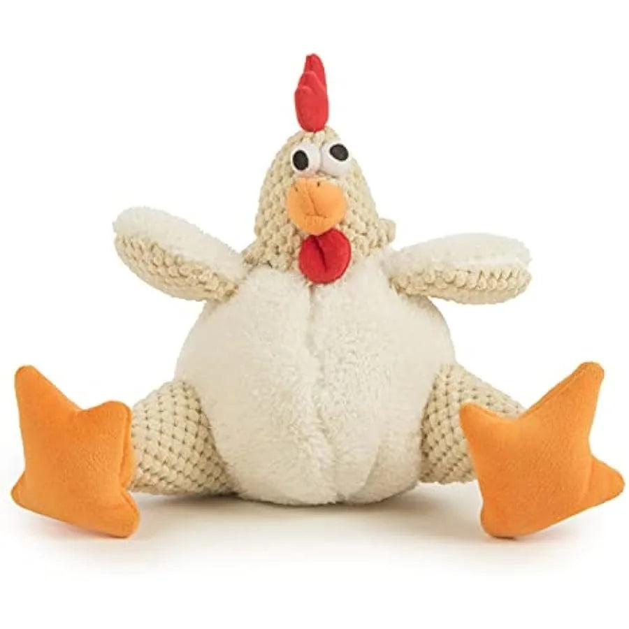 goDog Checkers Fat Rooster Plush Dog Toy – Large, Durable & Squeaky
