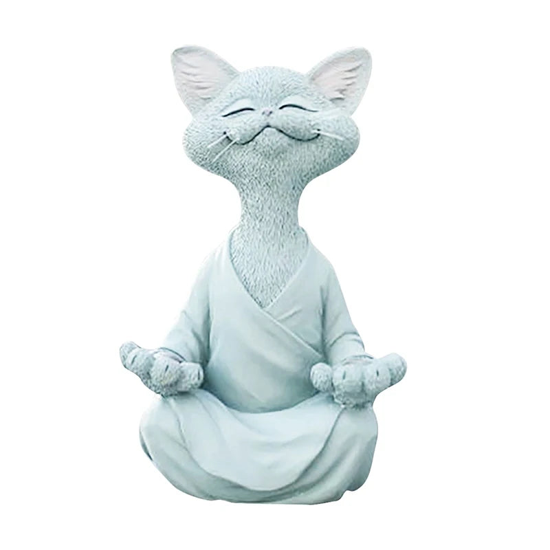 Meditation Cat Resin Statue - Sitting Cat Flower Home & Garden Ornament