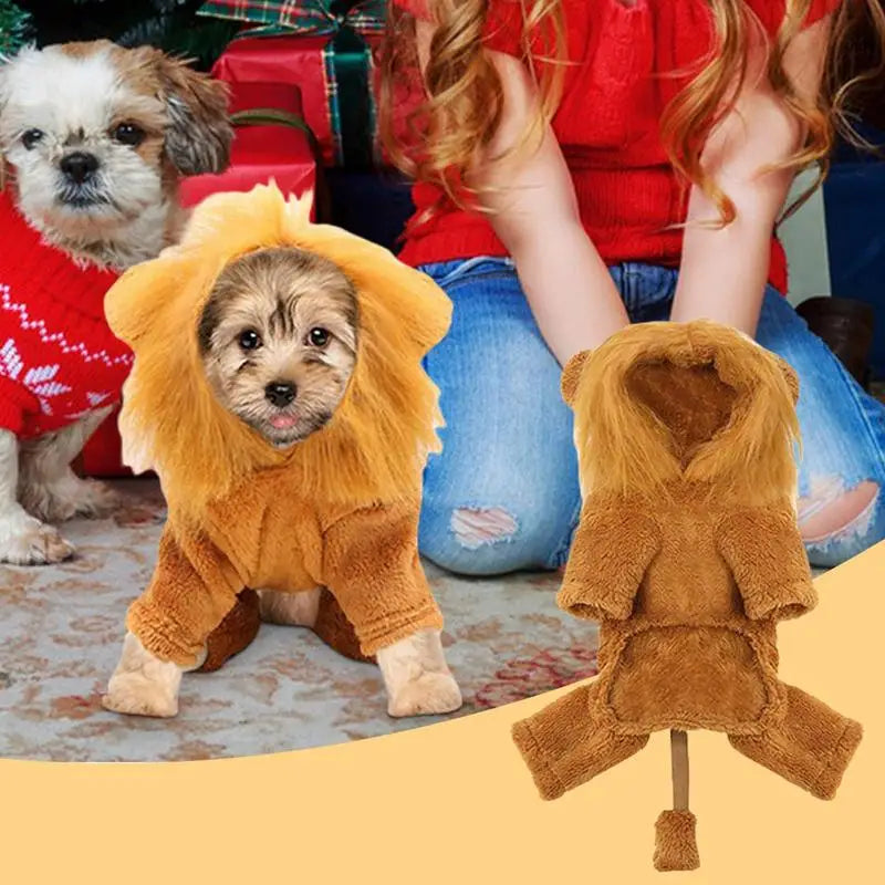 Cute Pet Dog Clothes Lion Costume Cartoon Tiger Hoodie Cosplay Dress Up
