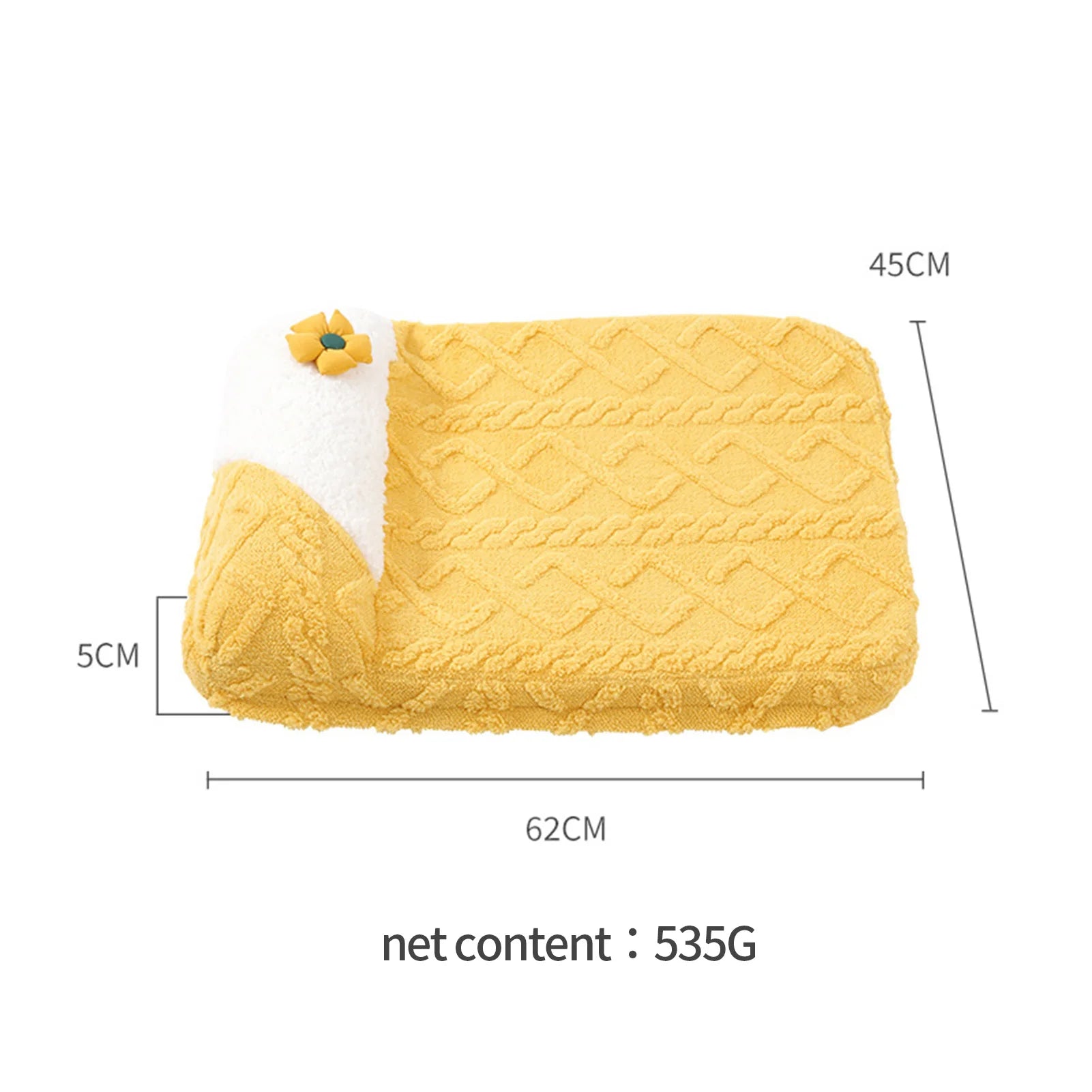 Cute Yellow Cream Cat Bed – Soft Plush Dog Pillow Basket