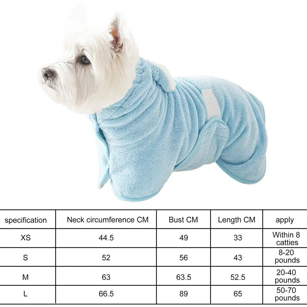 Dog Drying Coat Bathrobe Absorbent Towel for Pets