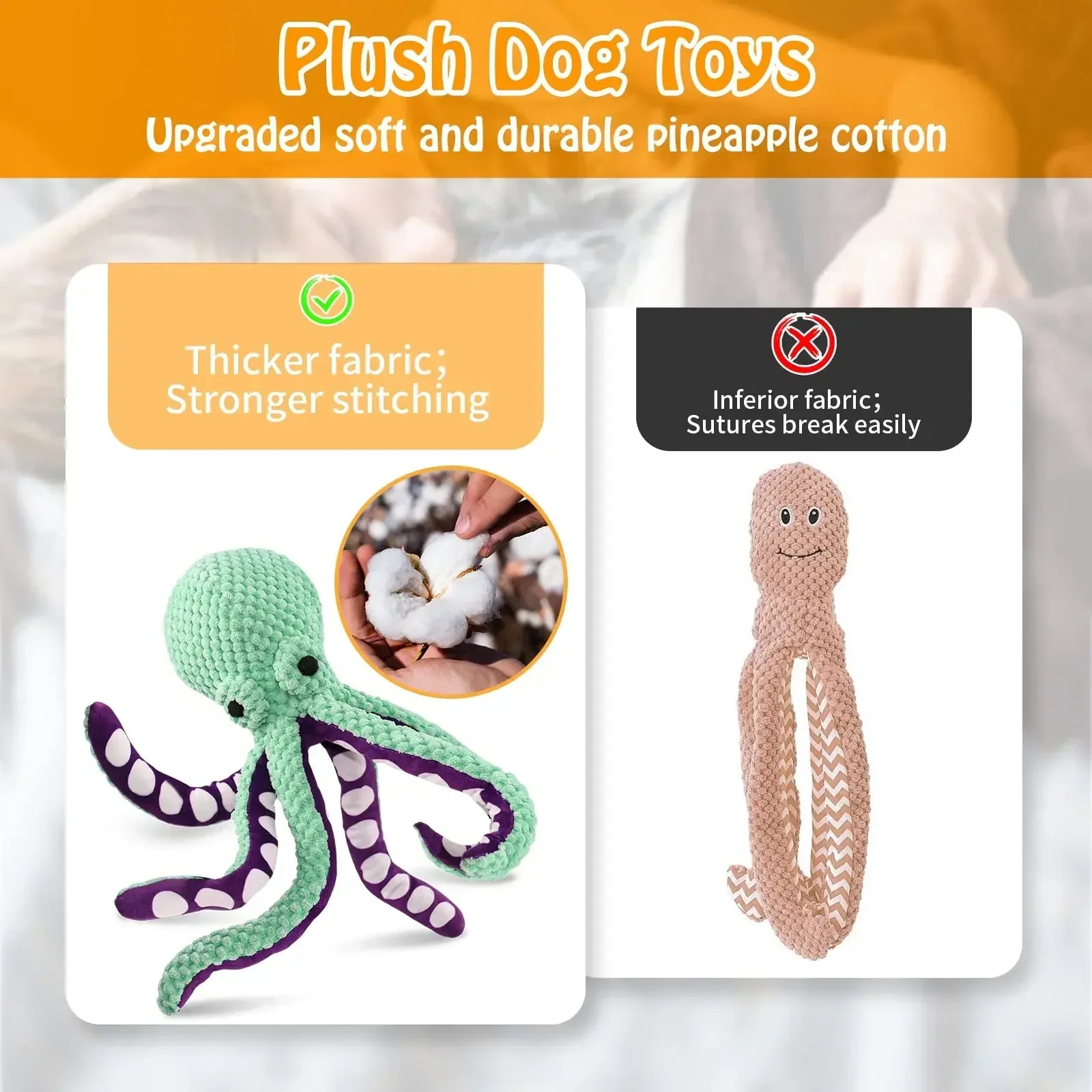 Pet Plush Octopus/Shell Chew Toy