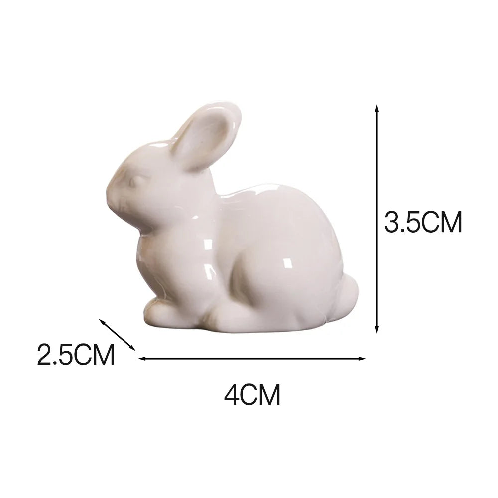 Mini Ceramic Bunny Ornament – Cute Animal Figurine for Home Decoration