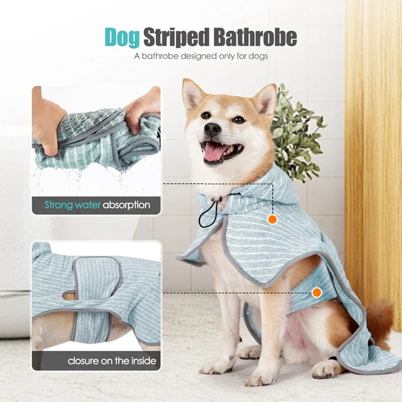 Pet Bathrobe Coat – Soft, Fast-Absorbing Towel for Dogs & Cats