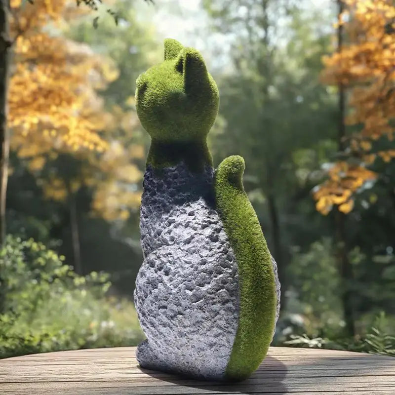 Flocking Cat Sculpture Figurine - Small Animal Desk Decor