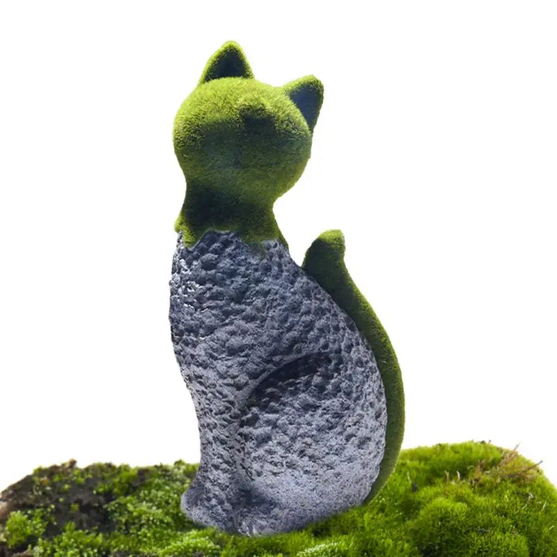 Flocking Cat Sculpture Figurine - Small Animal Desk Decor